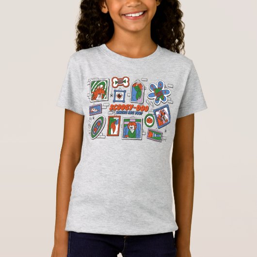 ハロウィンの絵フレームの壁 スクービー・ドゥー Tシャツ (正面)