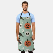 ハロウィンの継ぎ目のない模様で、カラス、スカル、 エプロン (着用した状態)