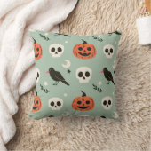 ハロウィンの継ぎ目のない模様で、カラス、スカル、 クッション (ブランケット)