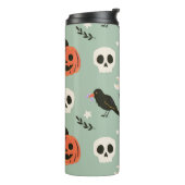 ハロウィンの継ぎ目のない模様で、カラス、スカル、 タンブラー (回転左)