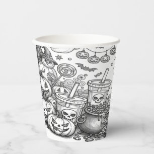 ハロウィンの背景の幽霊 紙コップ