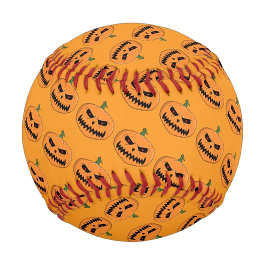 ハロウィンの脅迫的なジャック・オ・ランタン 野球ボール (正面)