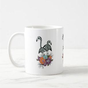 ハロウィンの花が付いているフラミンゴの骨組 コーヒーマグカップ