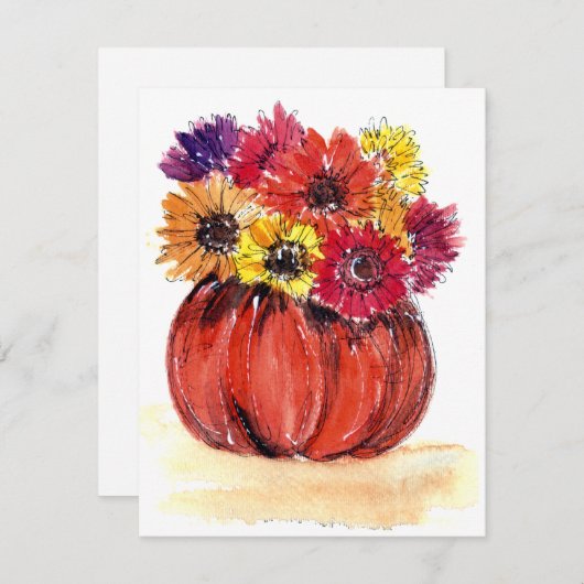 ハロウィンの花のグリーティングカード(中身が白紙のカードと封筒付き) ノートカード (正面/裏面)