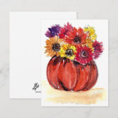 ハロウィンの花のメモ帳 カード　白い封筒付き ノートカード (正面/裏面)