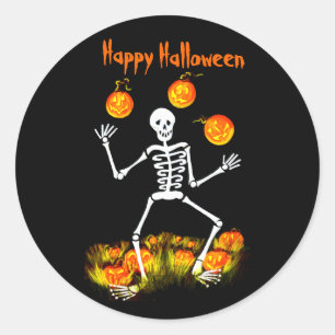 ハロウィンの芸術のステッカー、骨組、ジャックOランタン ラウンドシール