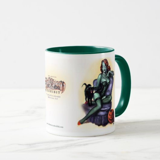 ハロウィンの芸術第10記念日のゾンビの女の子Pin マグカップ (正面右)