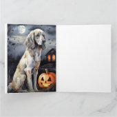 ハロウィンの英語セッターとカボチャの怖いデザイン カード (内部)
