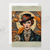 ハロウィンの蒸気パンクのサイレン シーズンカード (正面/裏面)