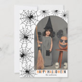 ハロウィンの蜘蛛の巣と写真 シーズンカード (正面)