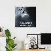ハロウィンの蝙蝠の皆既日食 ポスター (ホームオフィス)