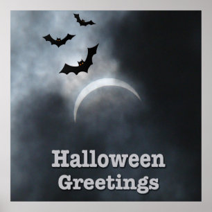 ハロウィンの蝙蝠の皆既日食 ポスター