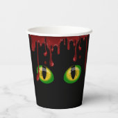 ハロウィンの血が不気味な緑の怪物の目を滴らせる 紙コップ (裏面)