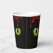 ハロウィンの血が不気味な緑の怪物の目を滴らせる 紙コップ (右)