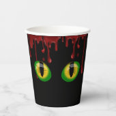 ハロウィンの血が不気味な緑の怪物の目を滴らせる 紙コップ (正面)