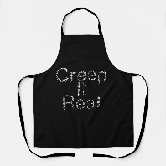 ハロウィンの血が入った手描きフォント「Creep it Real」 エプロン (正面)