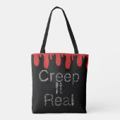 ハロウィンの血の手描きフォント「Creep it Real」 トートバッグ (裏面)