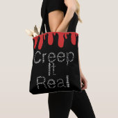 ハロウィンの血の手描きフォント「Creep it Real」 トートバッグ (クローズアップ)