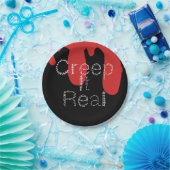 ハロウィンの血の手描きフォント「Creep it Real」 ペーパープレート (パーティー)
