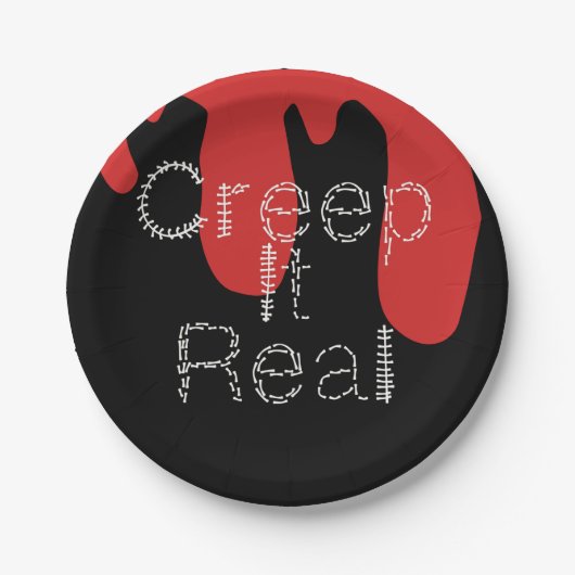 ハロウィンの血の手描きフォント「Creep it Real」 ペーパープレート (正面)