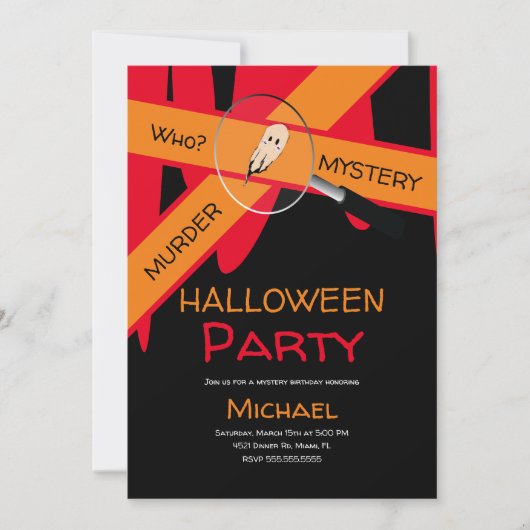 ハロウィンの血痕のある殺人ディナークライムシーン 招待状 (正面)