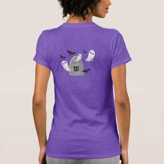 ハロウィンの衣装を愛する女の子美しい Tシャツ (裏面)