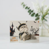 ハロウィンの衣装を着た可愛いペルシャ猫 シーズンポストカード (スタンド正面)