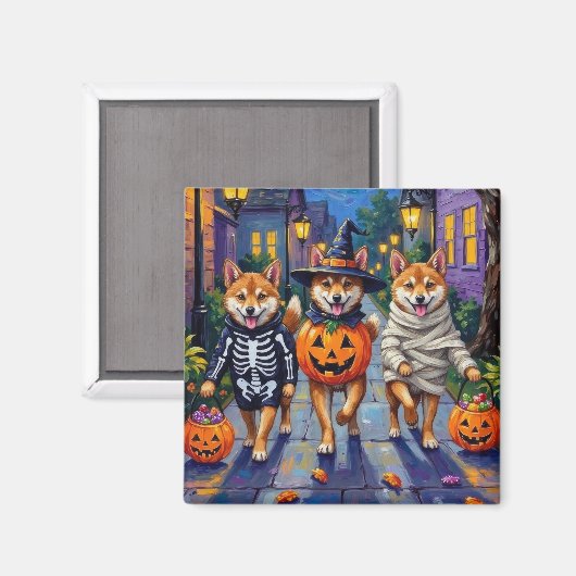 ハロウィンの衣装を着た柴犬 マグネット (正面/裏面)