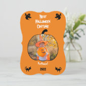 ハロウィンの衣装パーソナライズされた写真ホリデーカード シーズンカード (スタンド正面)