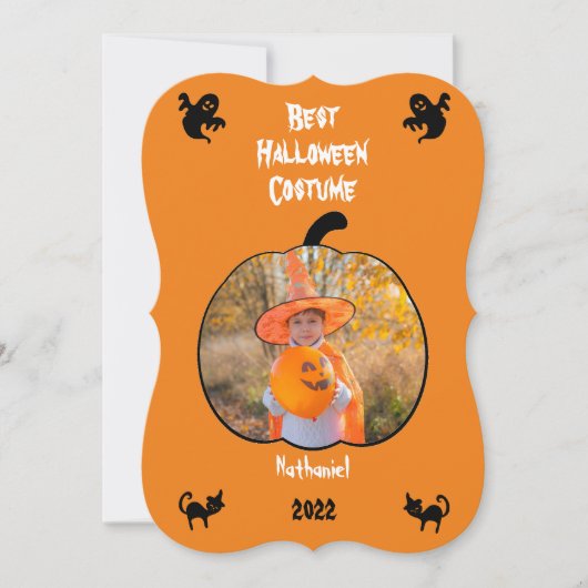 ハロウィンの衣装パーソナライズされた写真ホリデーカード シーズンカード (正面)