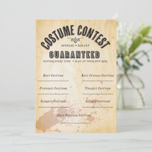 ハロウィンの衣裳のコンテストの役人の投票用紙 カード (スタンド正面)