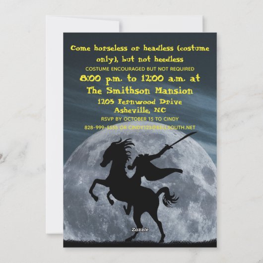 ハロウィンの衣裳のパーティーの頭のない騎手 シーズンカード (裏面)