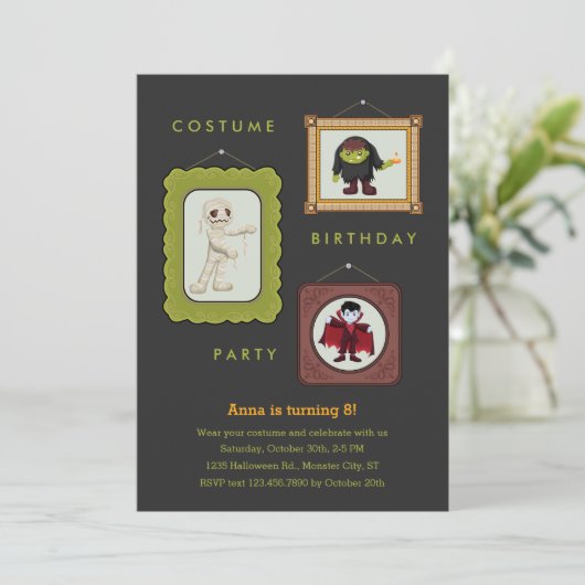 ハロウィンの衣裳の子供の誕生日のパーティの招待状 招待状 (スタンド正面)