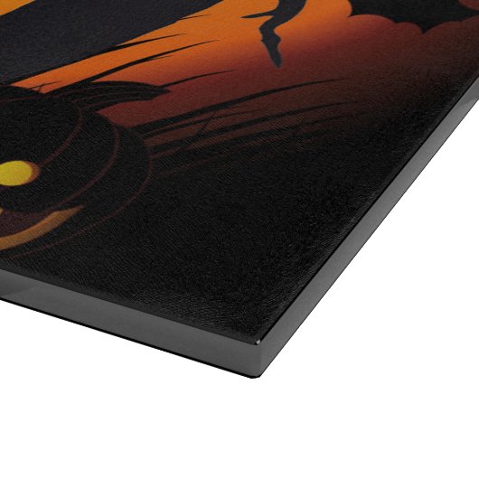 ハロウィンの装飾的なガラスまな板または幽霊のよく出る カッティングボード (角)