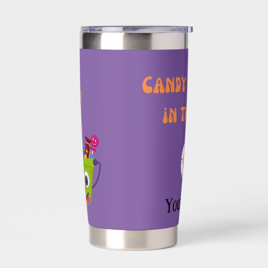 ハロウィンの訓練を積んだ紫のパーソナライズされた怪物 保温保冷タンブラー (左面)