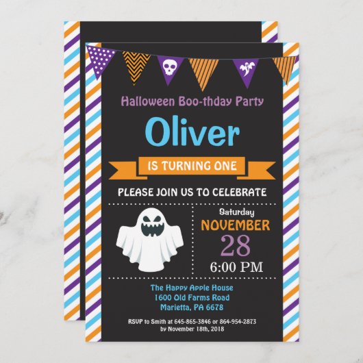 ハロウィンの誕生日のパーティの招待状 招待状 (正面/裏面)