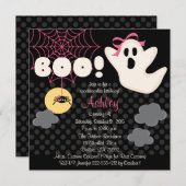 ハロウィンの誕生日のピンクの幽霊の招待状 招待状 (正面/裏面)