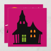 ハロウィンの誕生日のブロンドの魔法使いの女の子 招待状 (正面/裏面)