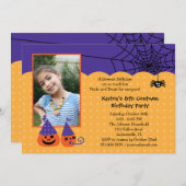 ハロウィンの誕生日の写真の招待状 招待状 (正面/裏面)