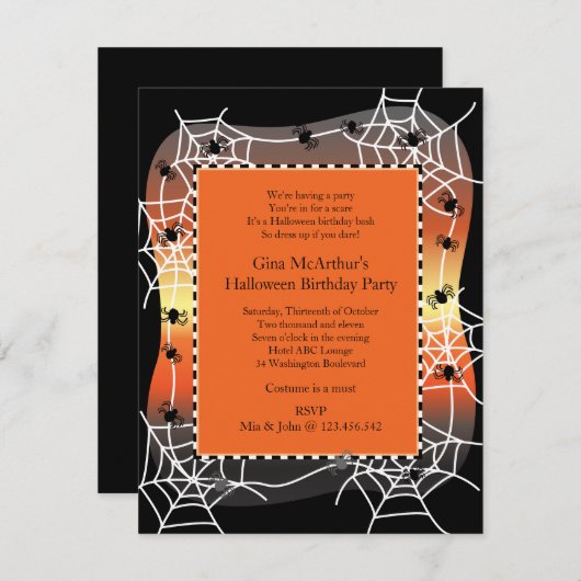 ハロウィンの誕生日の強打の衣裳のパーティー 招待状 (正面/裏面)