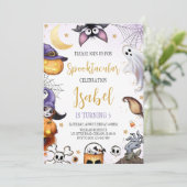 ハロウィンの誕生日を祝おう！当店のSpooktacularパープルハロウィン誕生日招待状で！ 招待状 (スタンド正面)