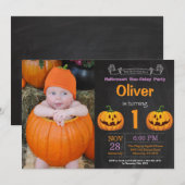 ハロウィンの誕生日パーティーの写真招待状 招待状 (正面/裏面)