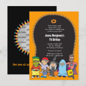 ハロウィンの誕生日パーティーの子供用衣装パーティー招待状 招待状 (正面/裏面)