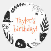 ハロウィンの誕生日不気味パーティーを楽しもう ラウンドシール (正面)