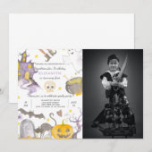 ハロウィンの誕生日写真付き招待状 招待状 (正面/裏面)