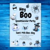 ハロウィンの誕生日招待状 男の子たち こんにちは、ブー！ スプーキー 招待状