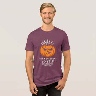 ハロウィンの贈り物に最適な「トリック・オア・トリート」Tシャツ、パンクなカボチャのデザイン トライブレンドTシャツ