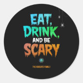 ハロウィンの贈り物に最適な「食べ飲んでハロウィンを楽しもう」 ラウンドシール (正面)