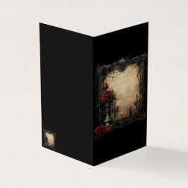 ハロウィンの赤いバラとキャンドル