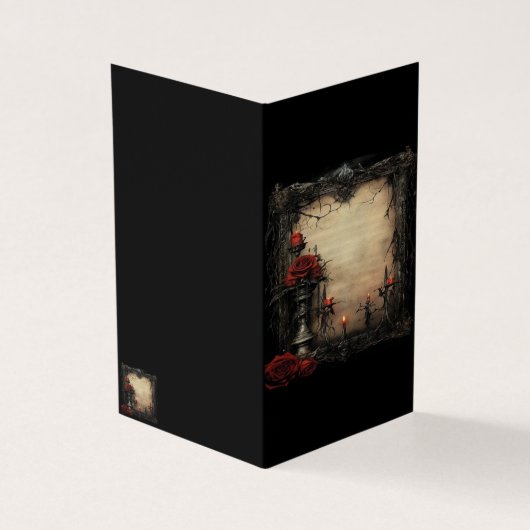 ハロウィンの赤いバラとキャンドル (外部)